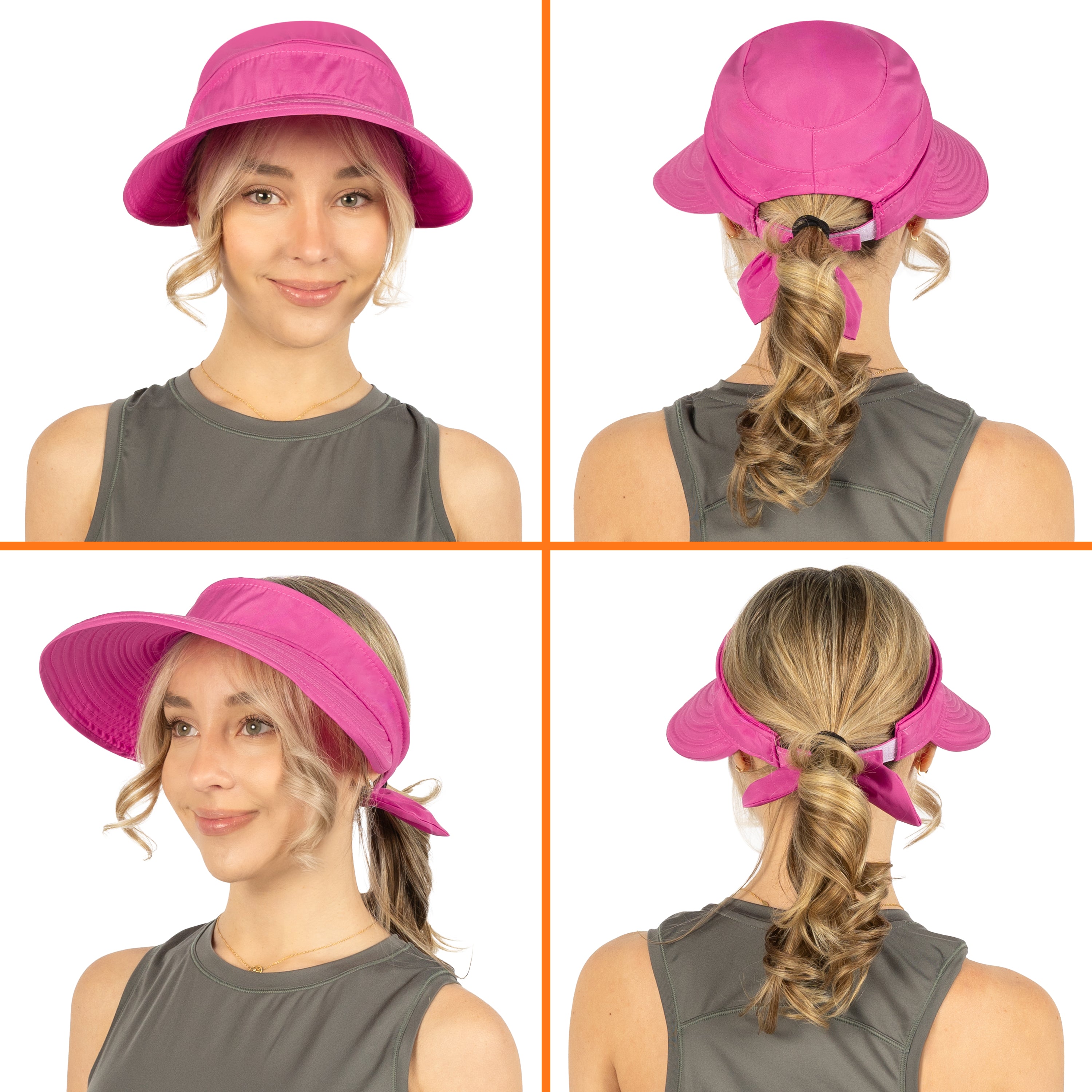 Womens Convertible Zip Off Sun Visor Hat