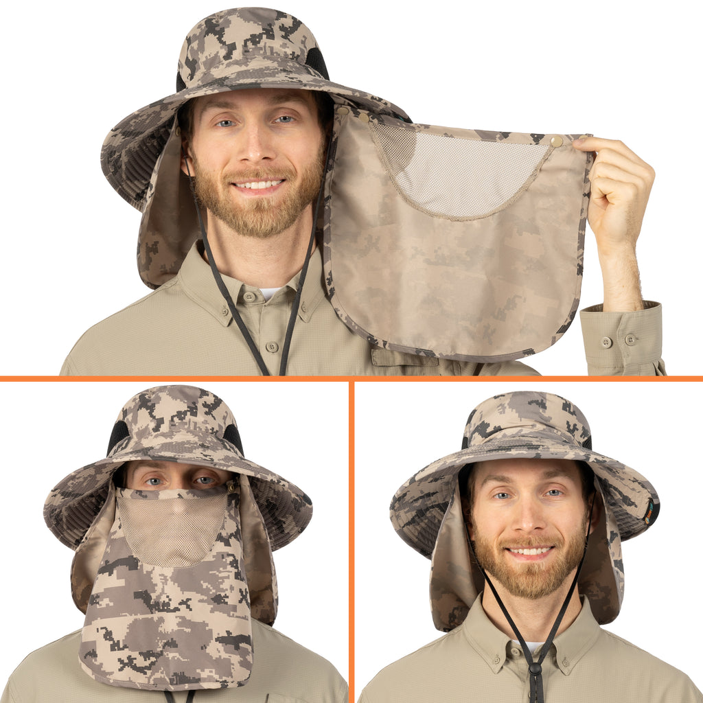 Unisex Wide Brim Hat with Neck Flap and Face Cover