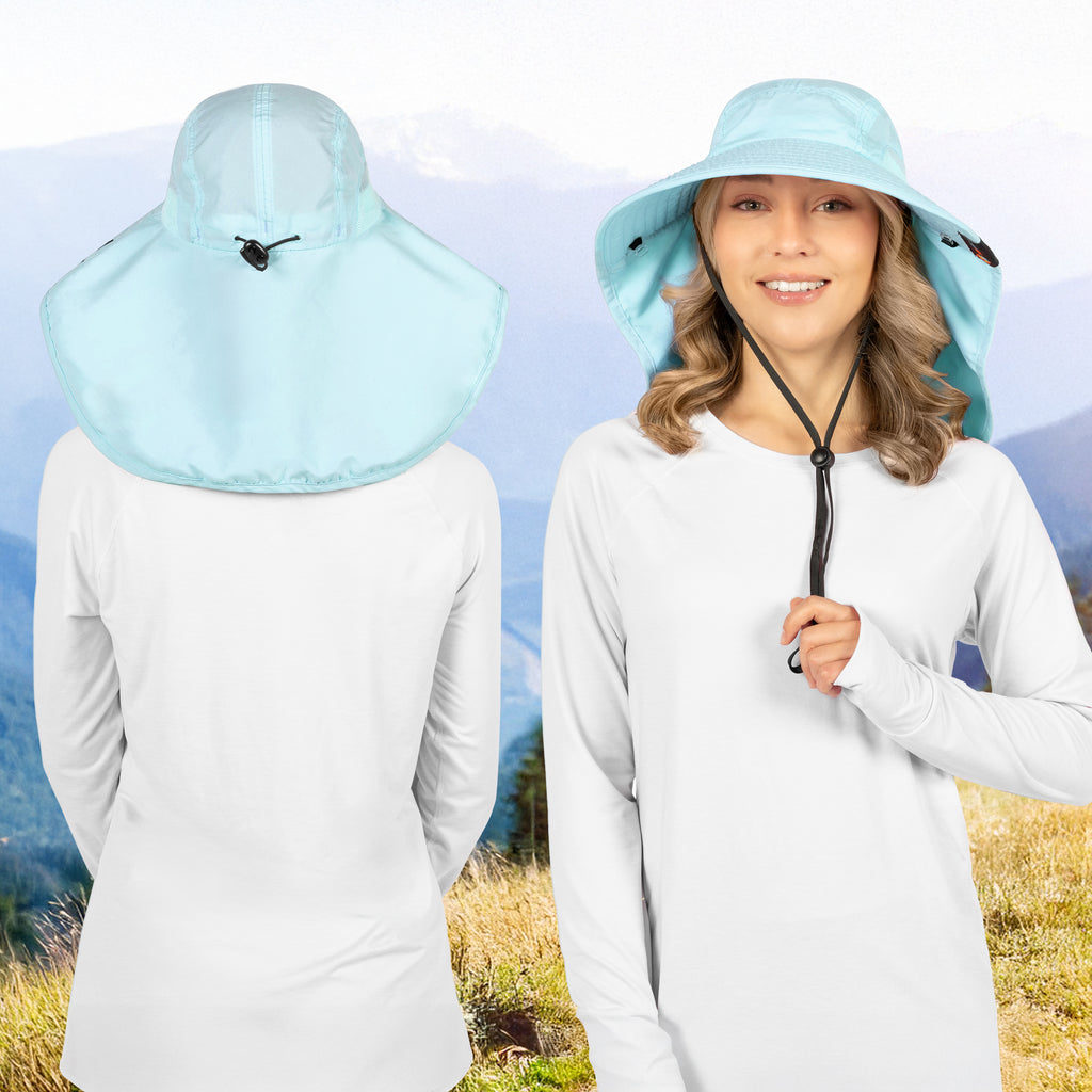 Unisex Wide Brim Sun Hat with Neck Cover