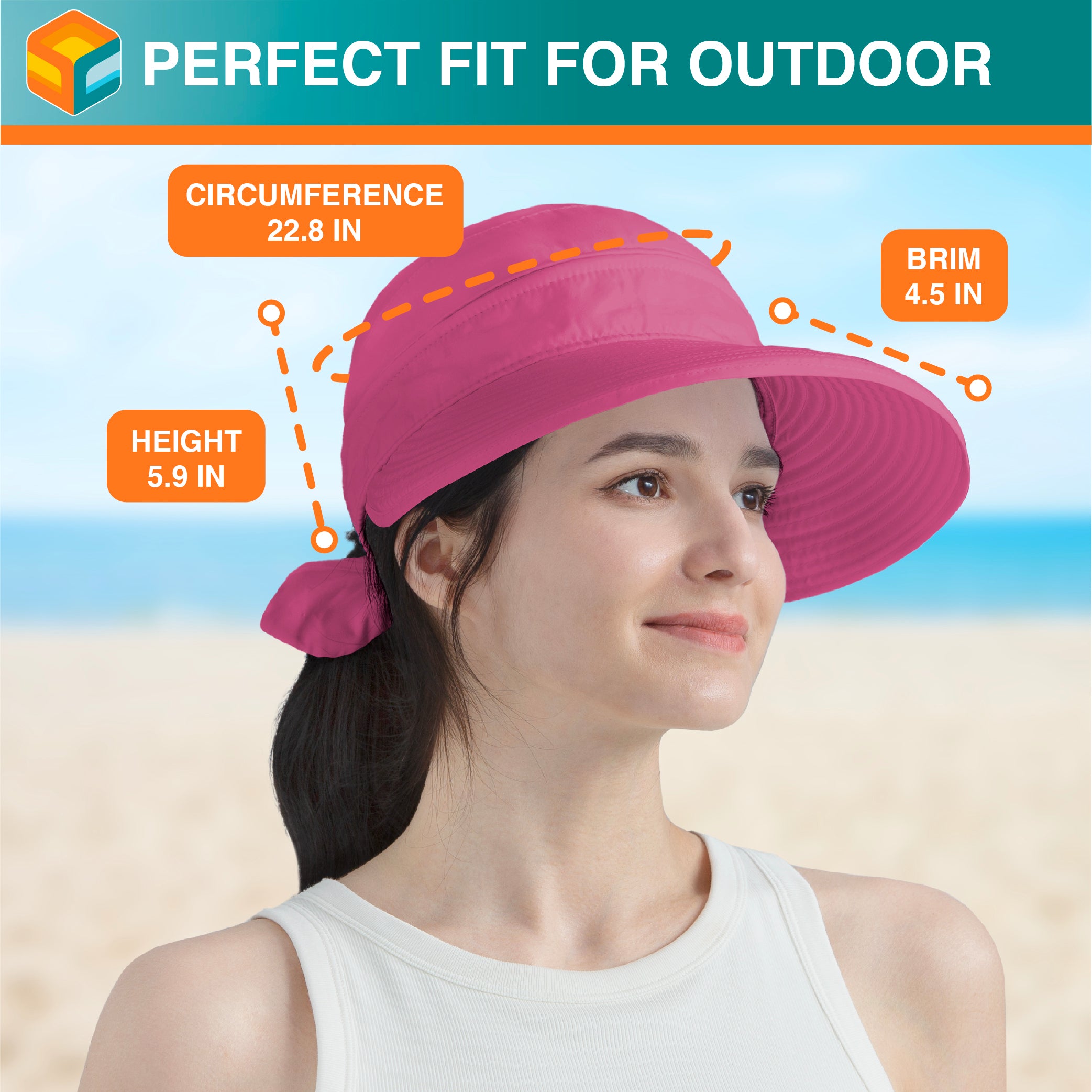 Womens Convertible Zip Off Sun Visor Hat