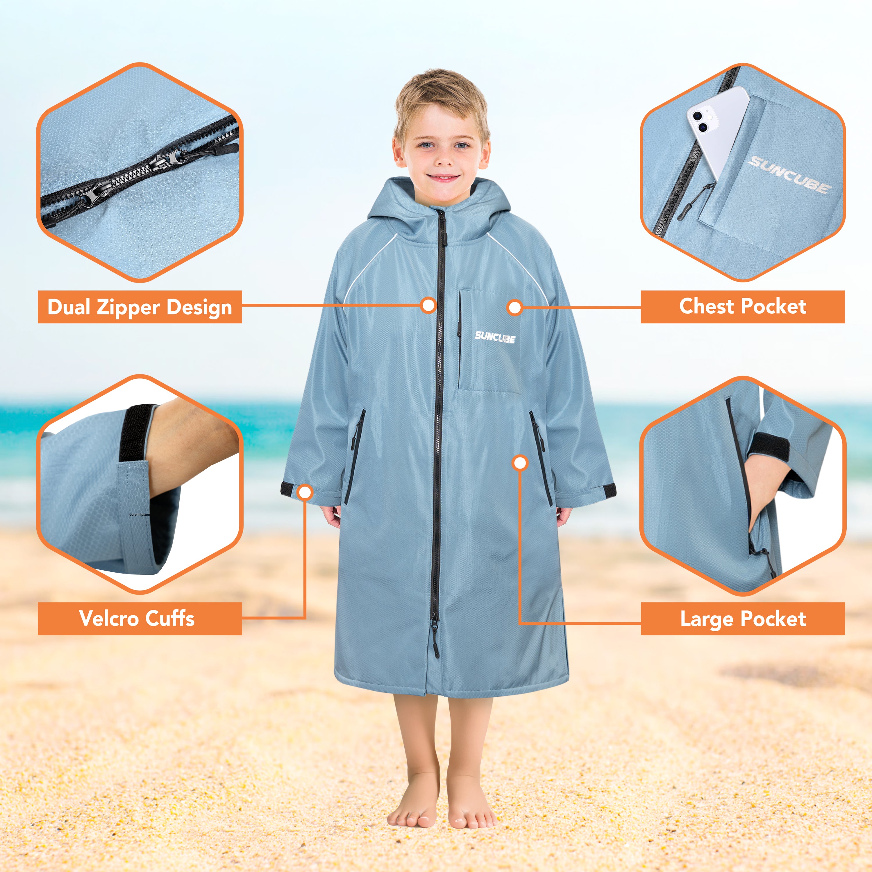 Unisex Hooded Swim Parka - Fleece, Kids / Teen