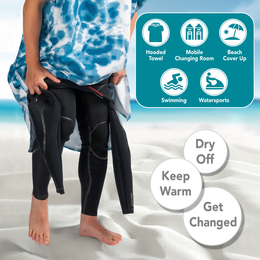 Surf Poncho Changing Robe with Hood, Microfiber - Adults