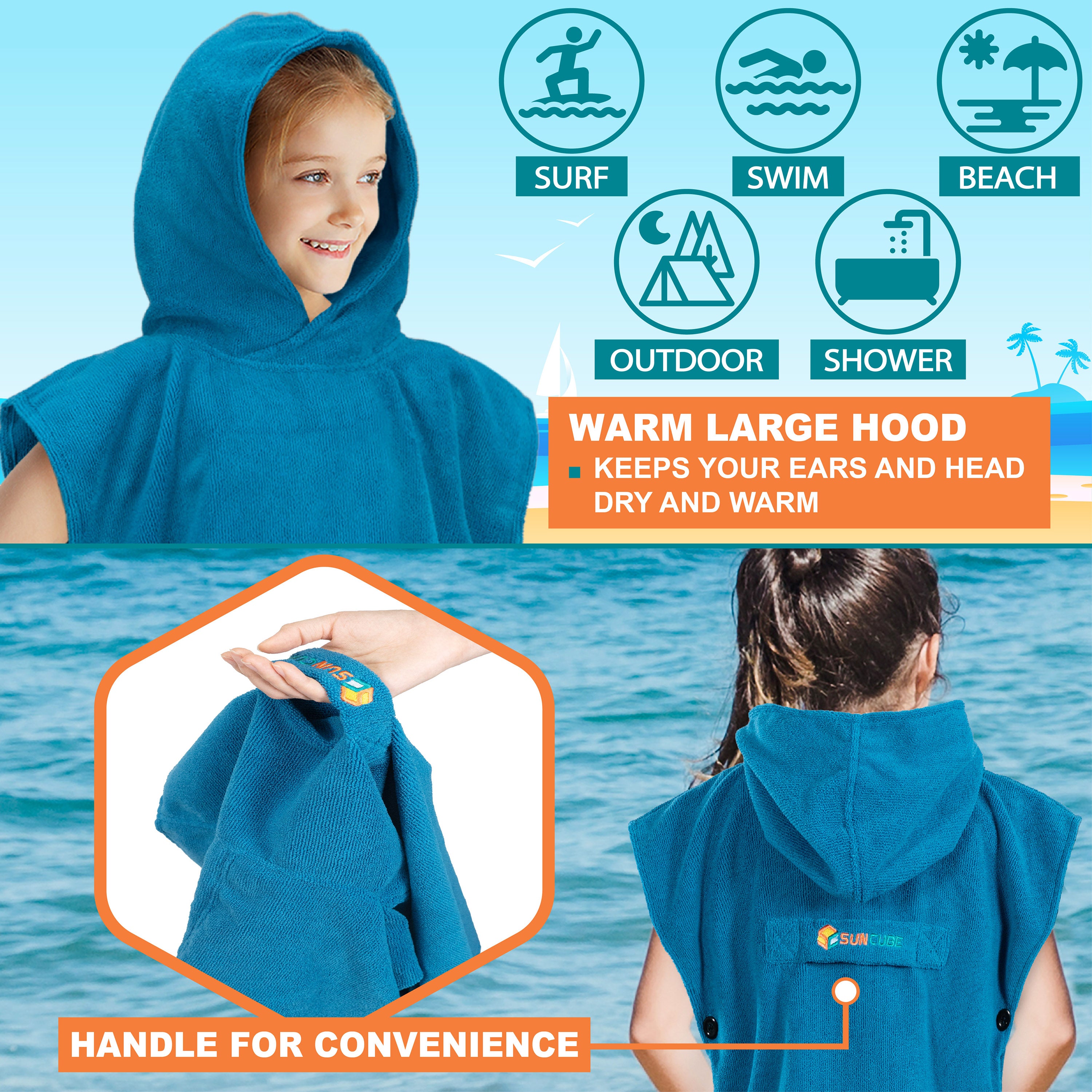 Surf Poncho Changing Robe with Hood - Kids / Teen