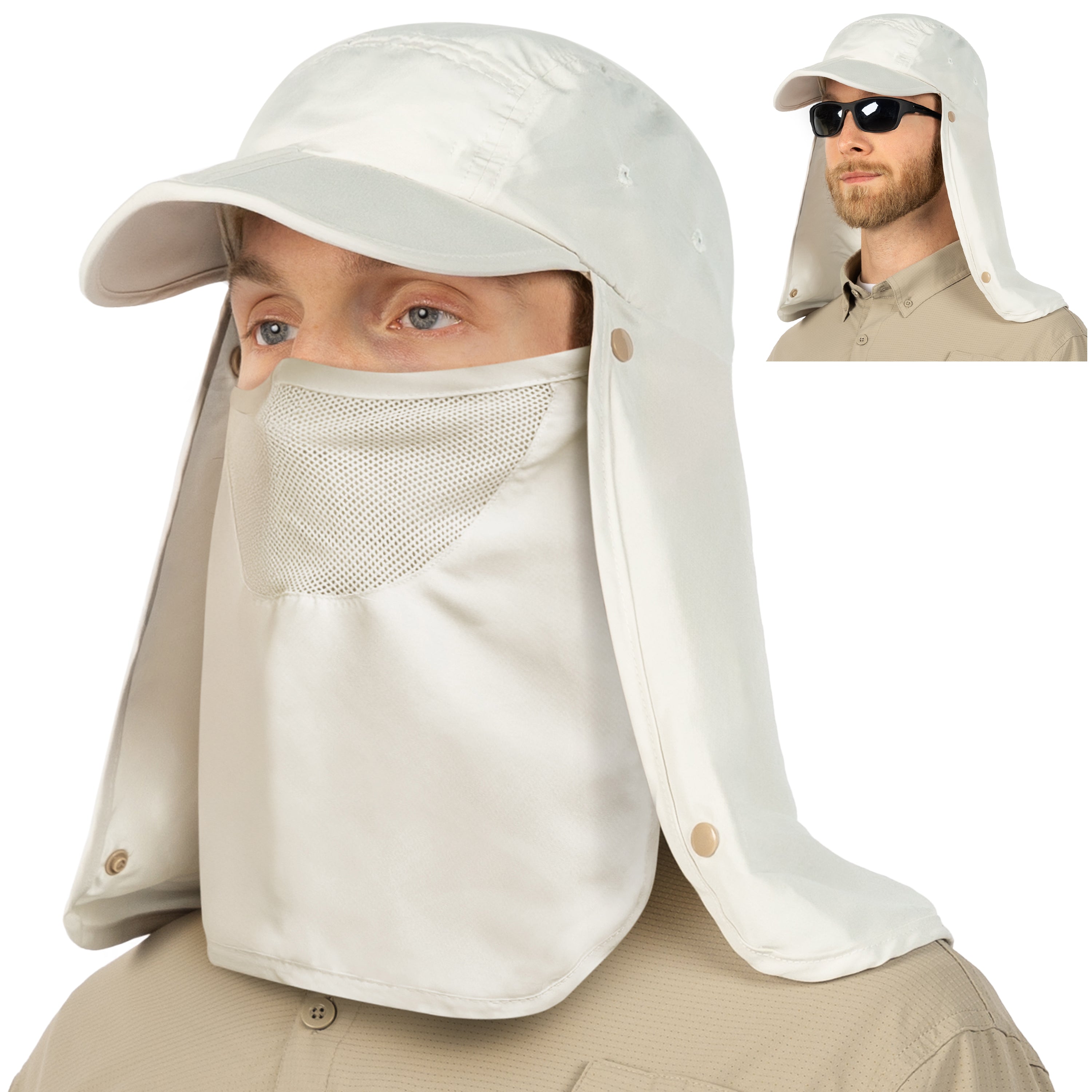 Unisex Sun Cap with Neck Flap and Face Cover