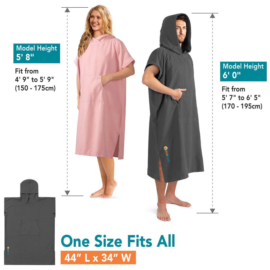 Surf Poncho Changing Robe with Hood, Microfiber - Adults