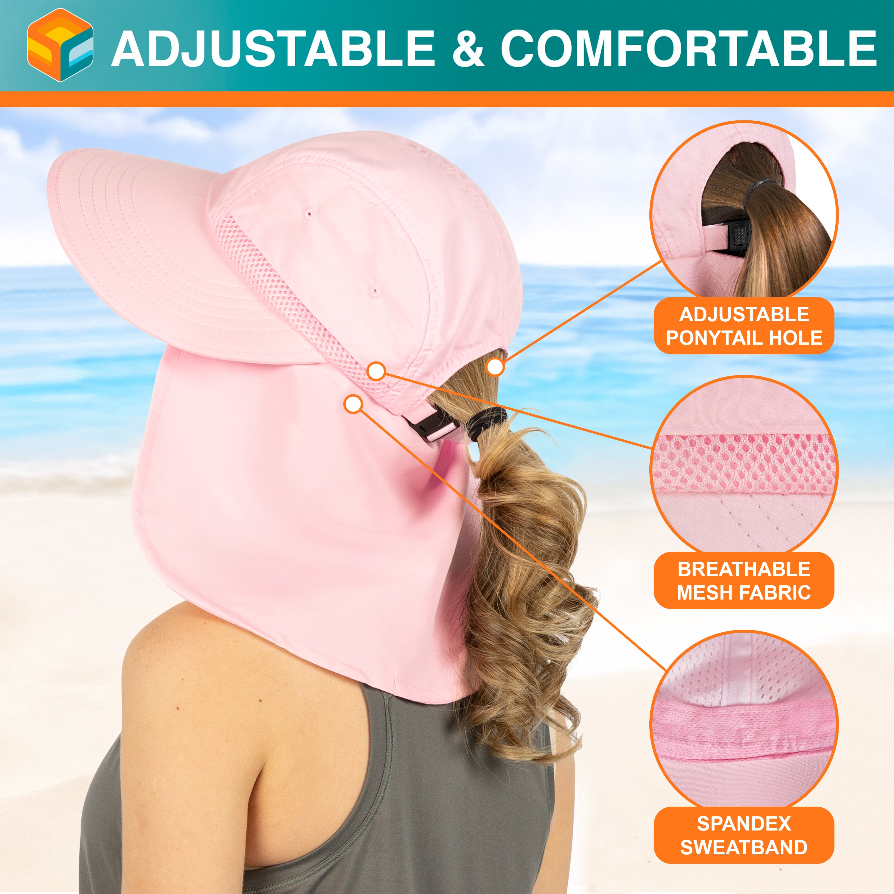 Womens Sun Hat with Neck Flap