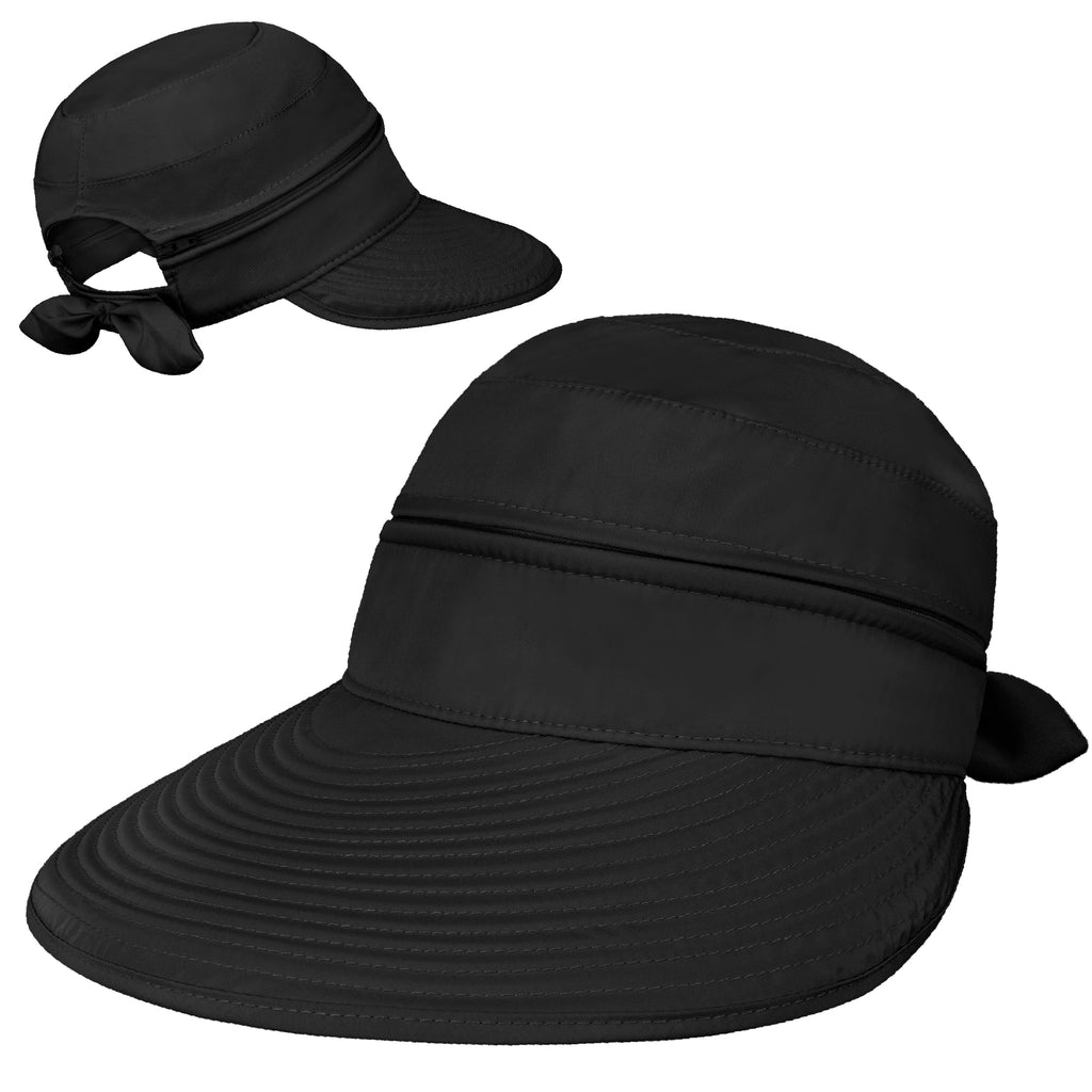 Womens Convertible Zip Off Sun Visor Hat