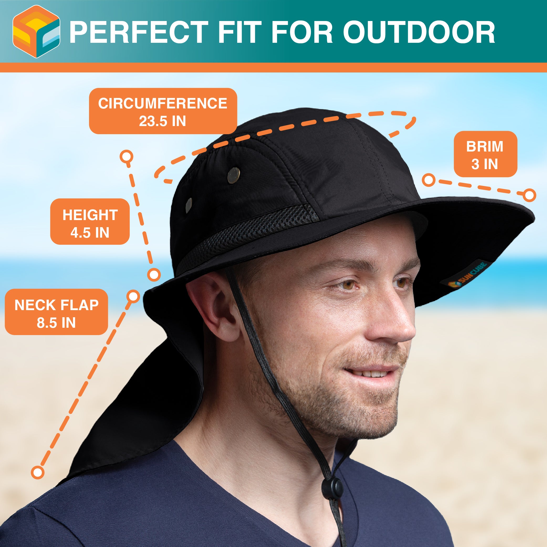 Unisex Sun Hat with Neck Flap Cover