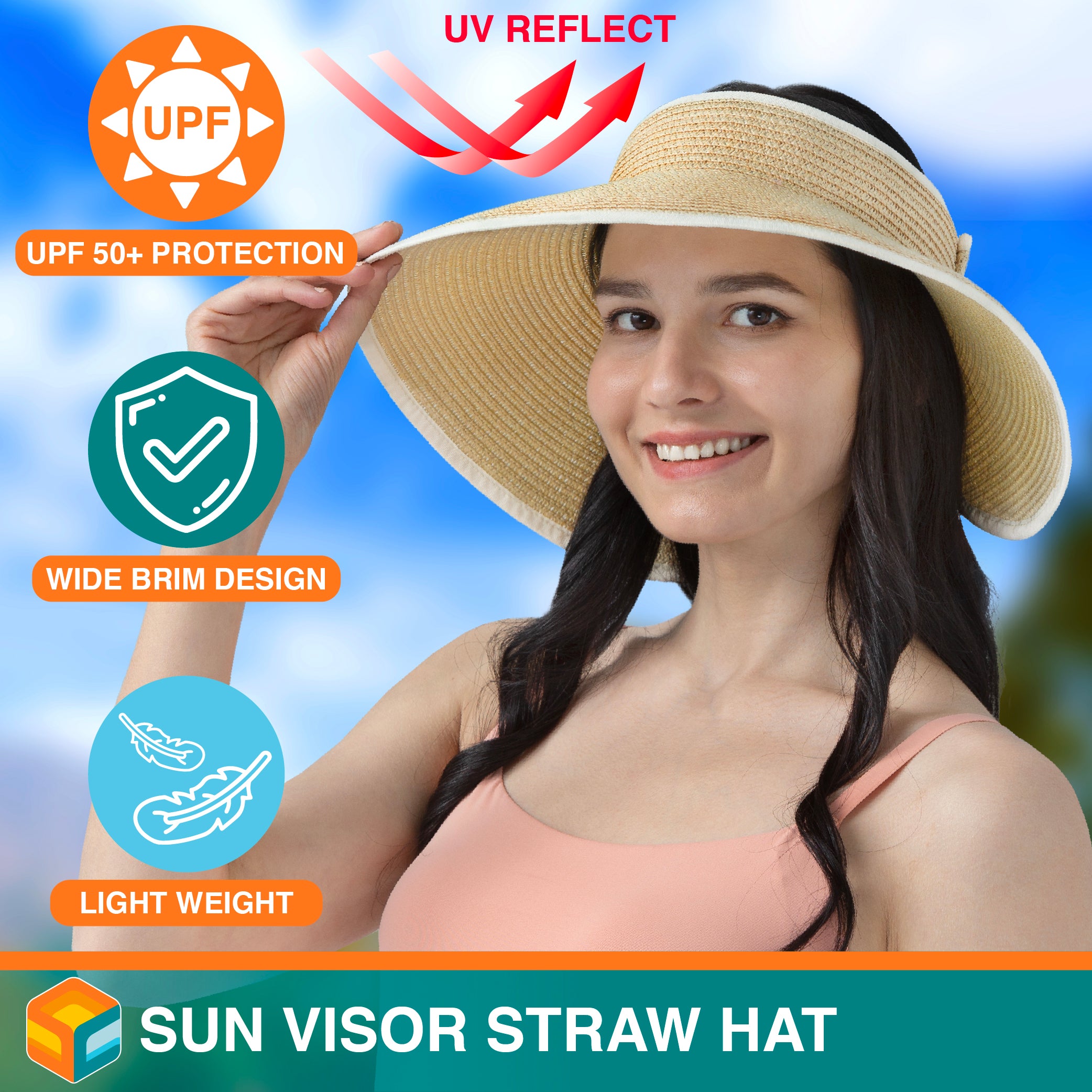 Women Wide Brim Sun Visor Hat