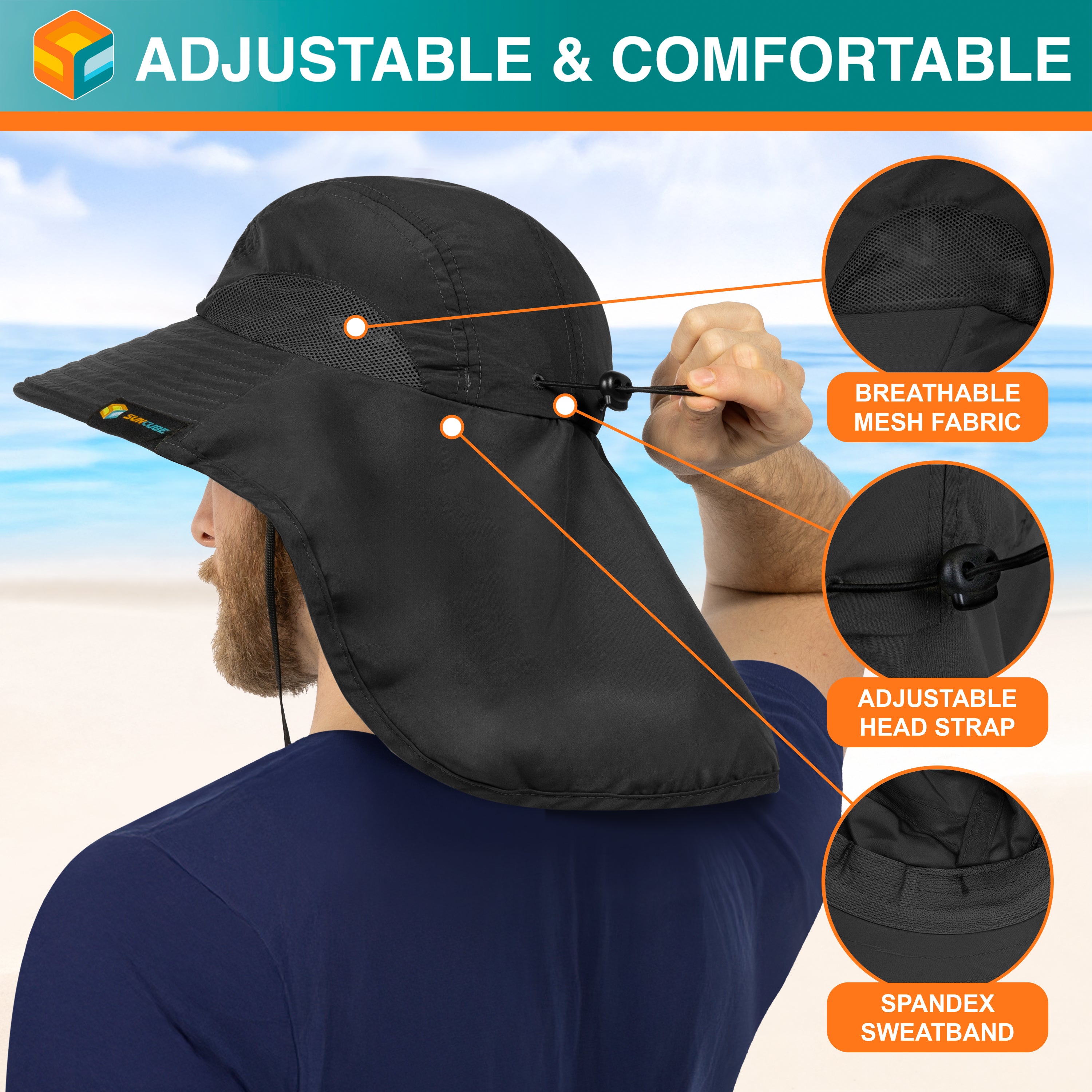 Unisex Wide Brim Sun Hat with Neck Cover