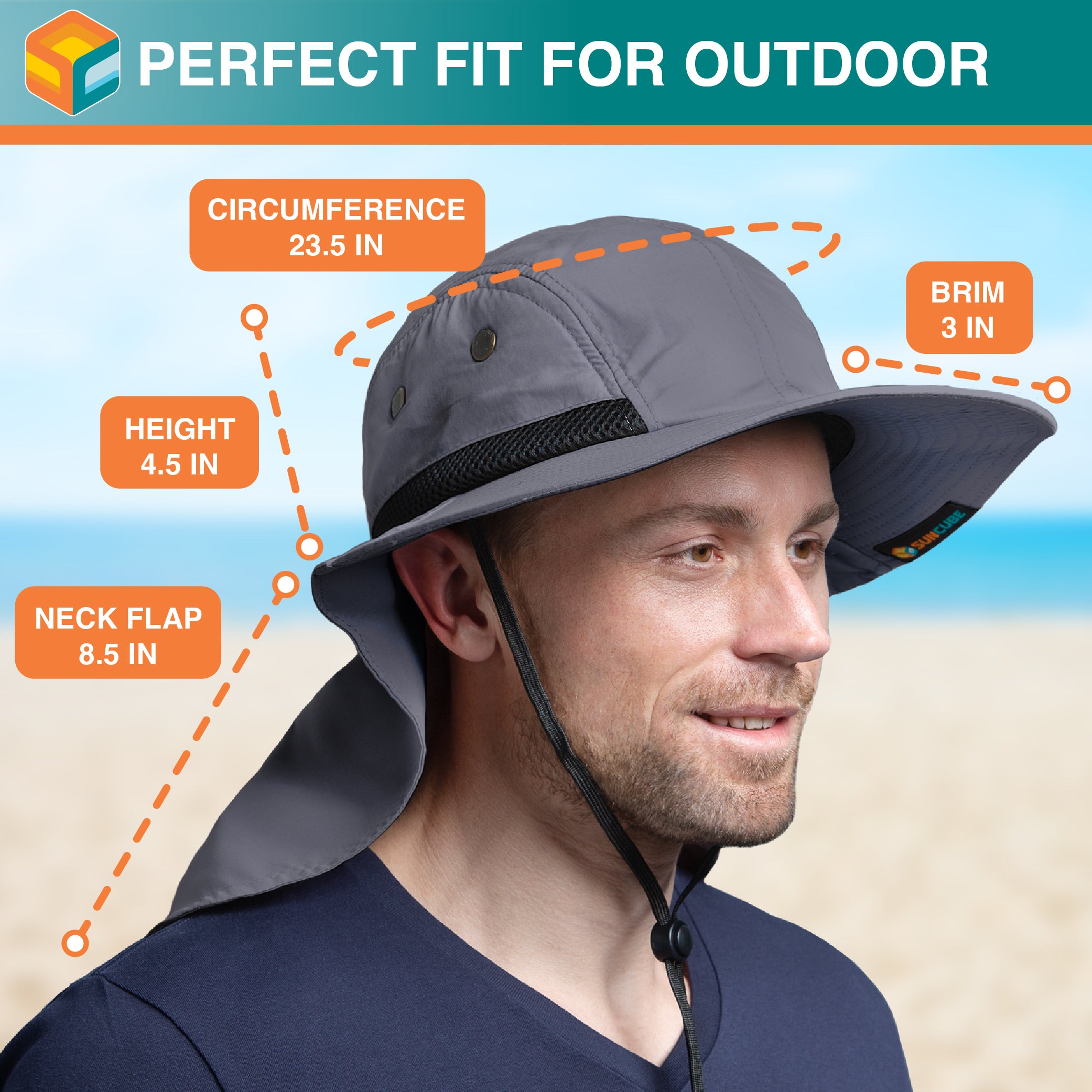 Unisex Sun Hat with Neck Flap Cover
