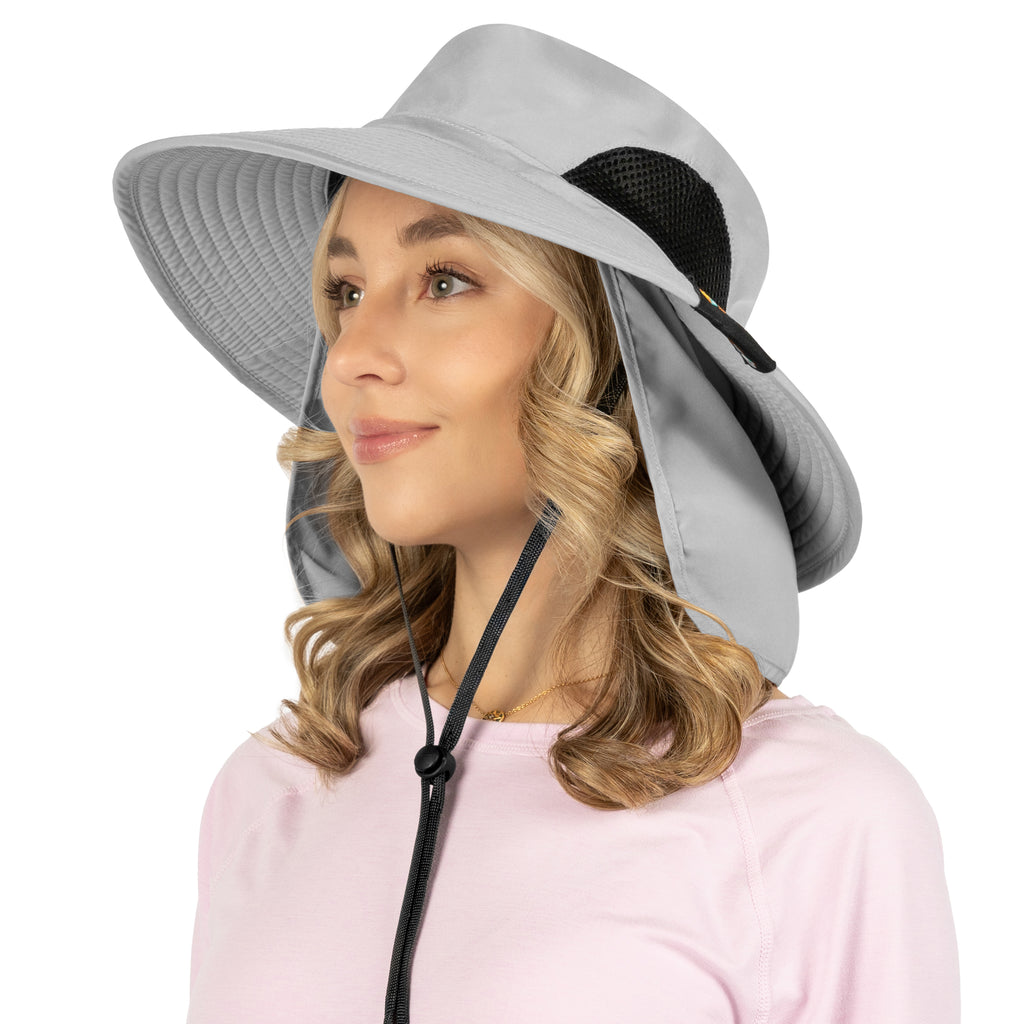 Unisex Wide Brim Sun Hat with Side Vent and Neck Flap Cover