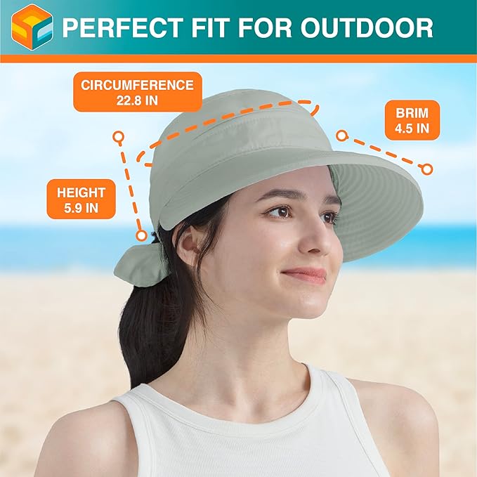 Womens Convertible Zip Off Sun Visor Hat