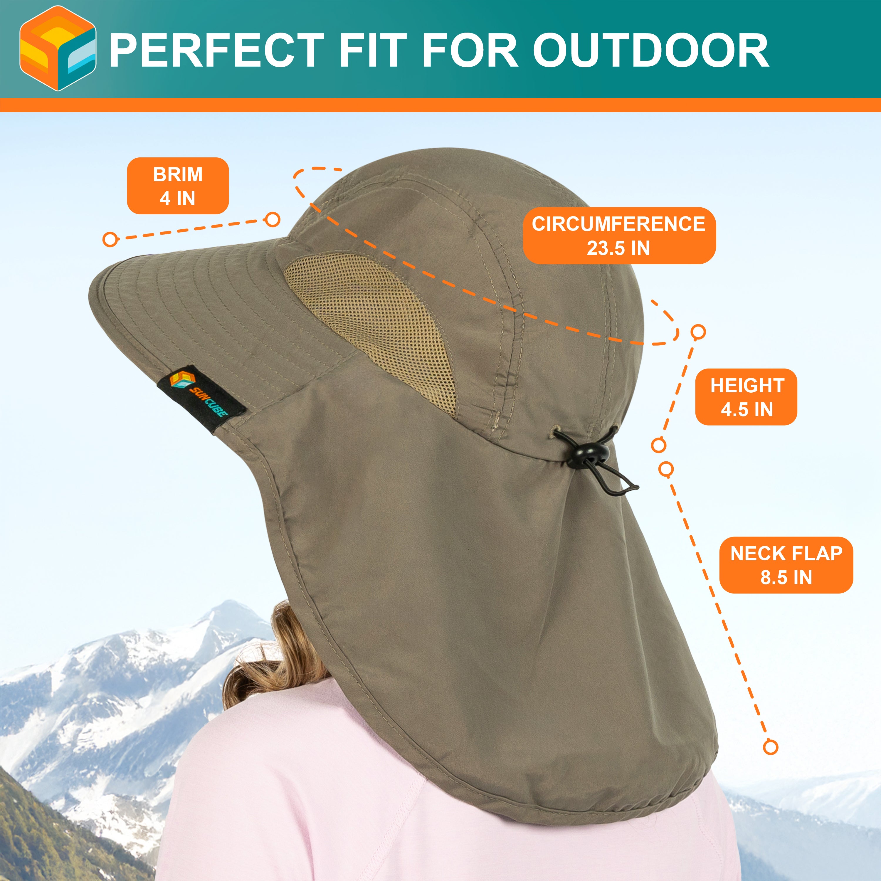 Unisex Wide Brim Sun Hat with Neck Cover