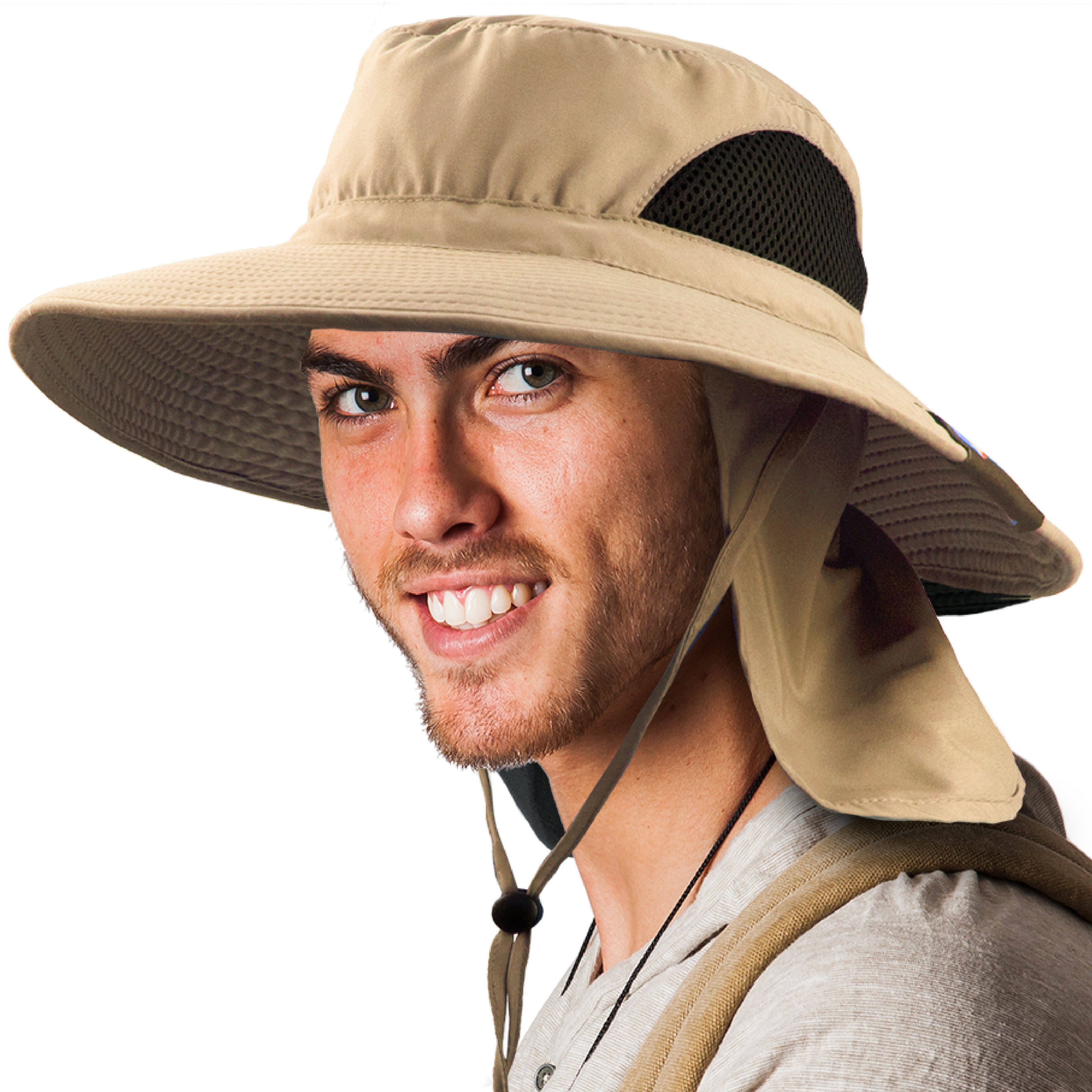 Unisex Wide Brim Sun Hat with Side Vent and Neck Flap Cover