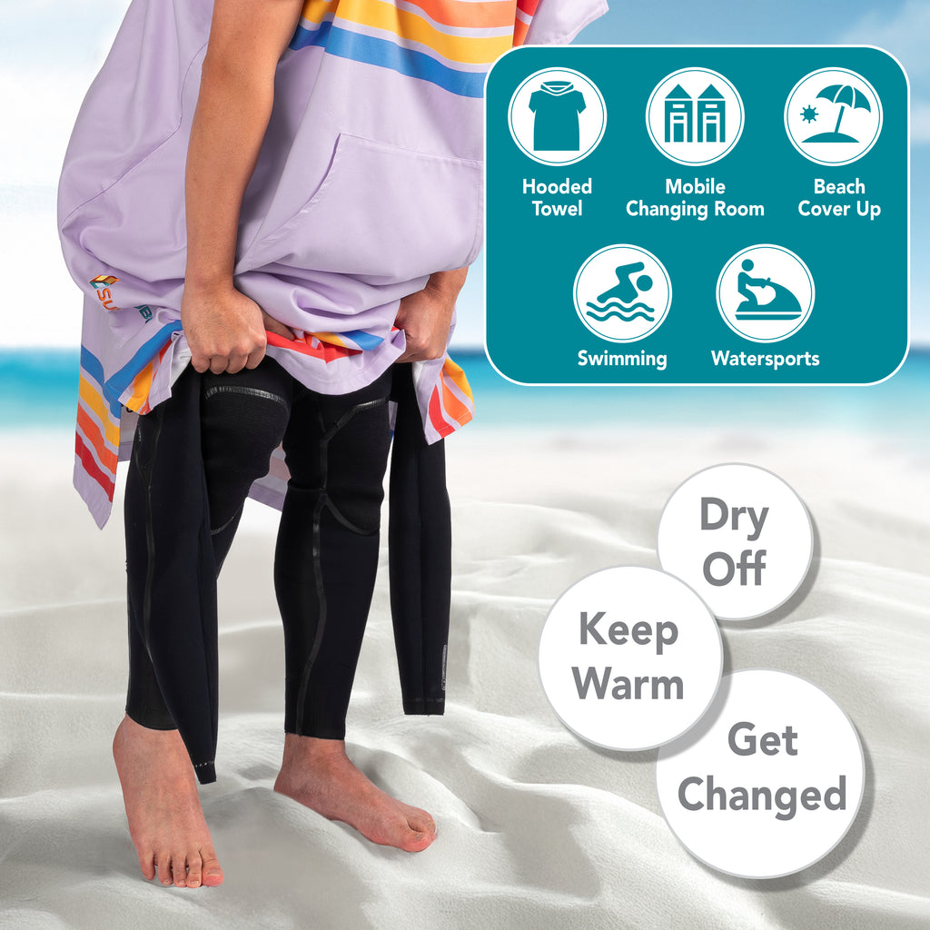 Surf Poncho Changing Robe with Hood, Microfiber - Adults