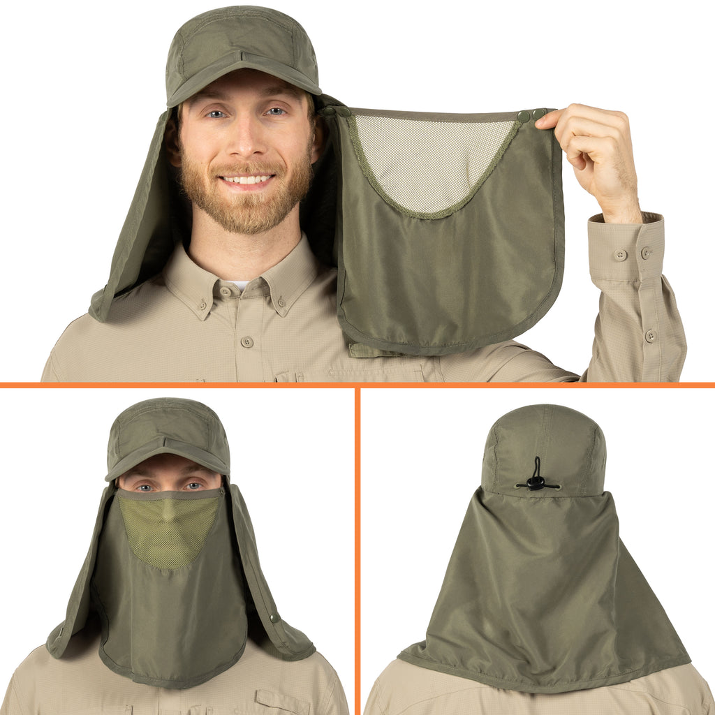 Unisex Sun Cap with Neck Flap and Face Cover