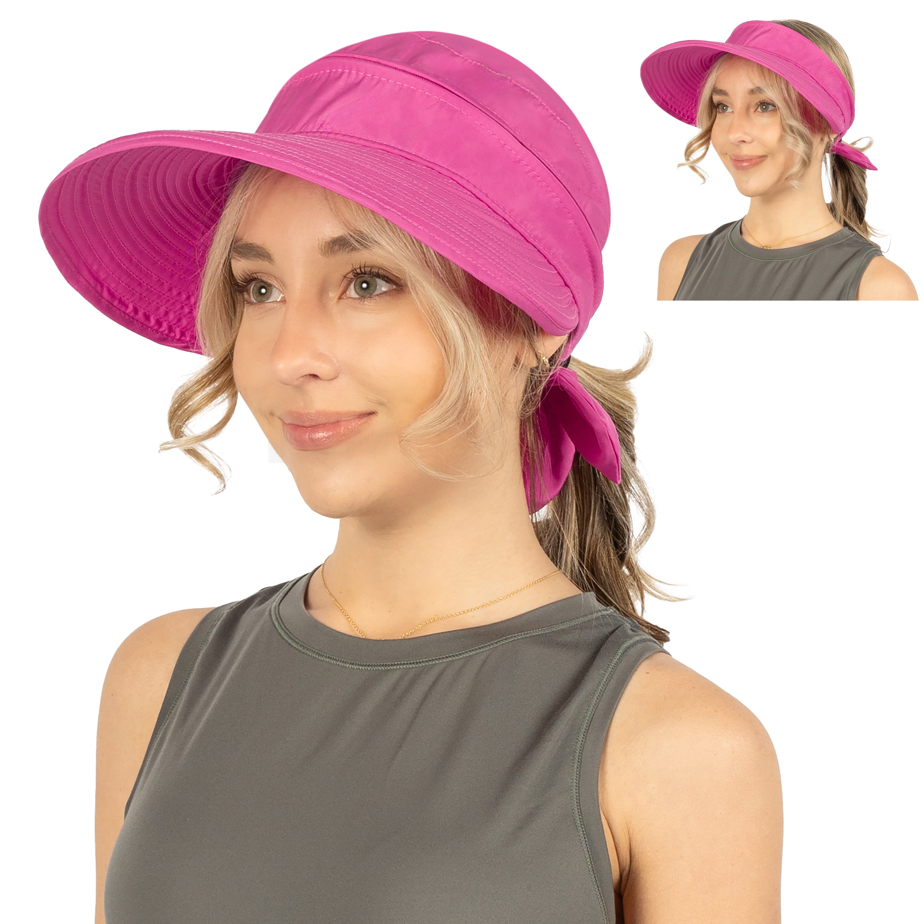 Womens Convertible Zip Off Sun Visor Hat
