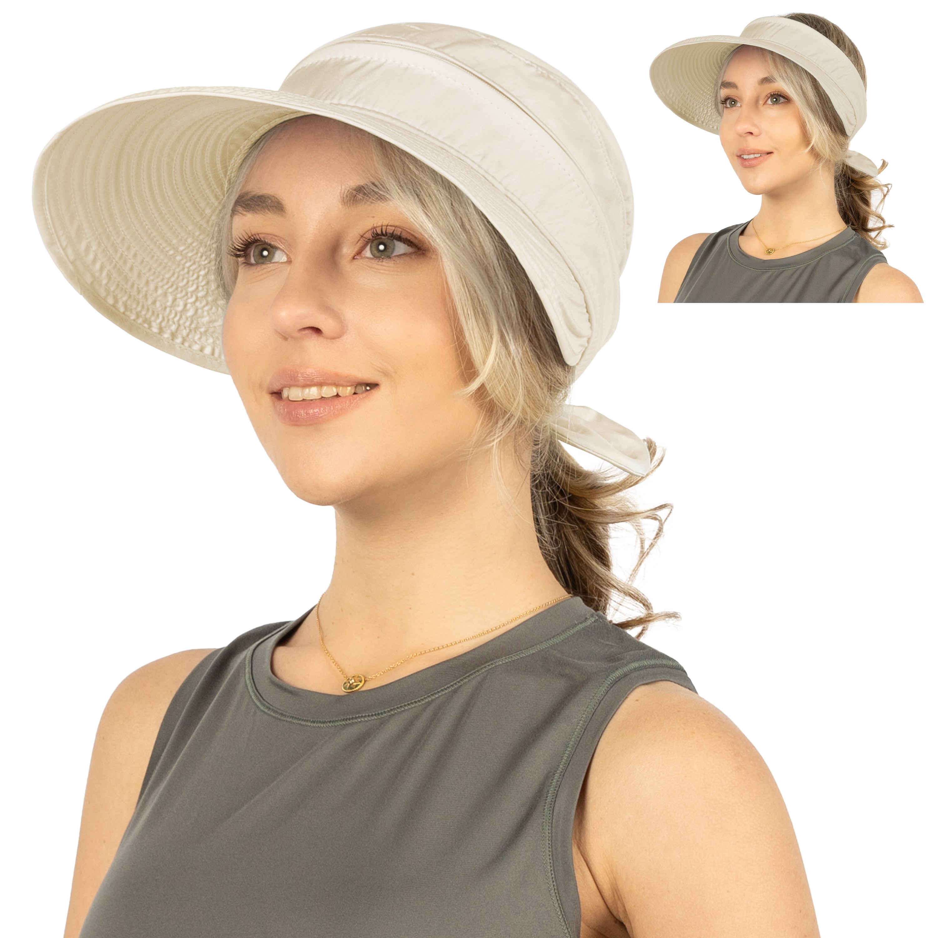 Womens Convertible Zip Off Sun Visor Hat