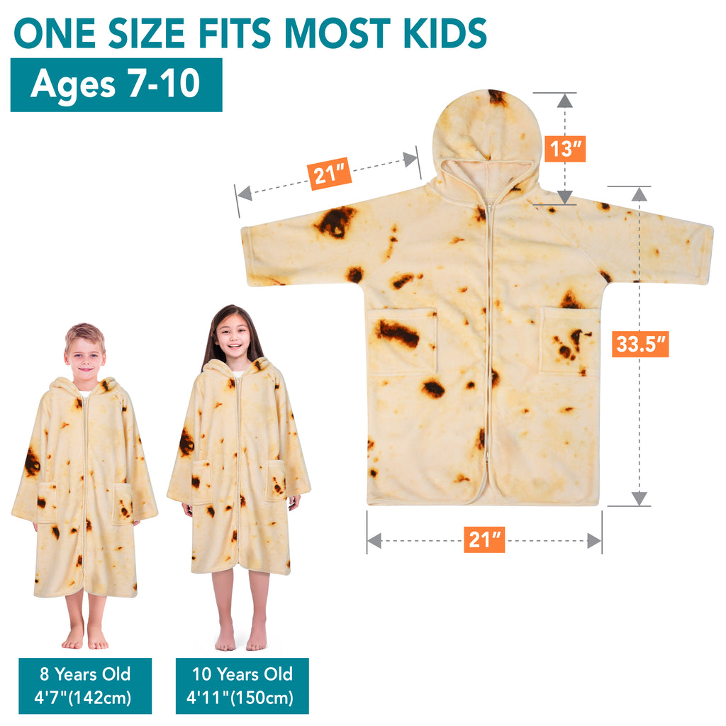 Teens Zippper Hooded Towel Robe