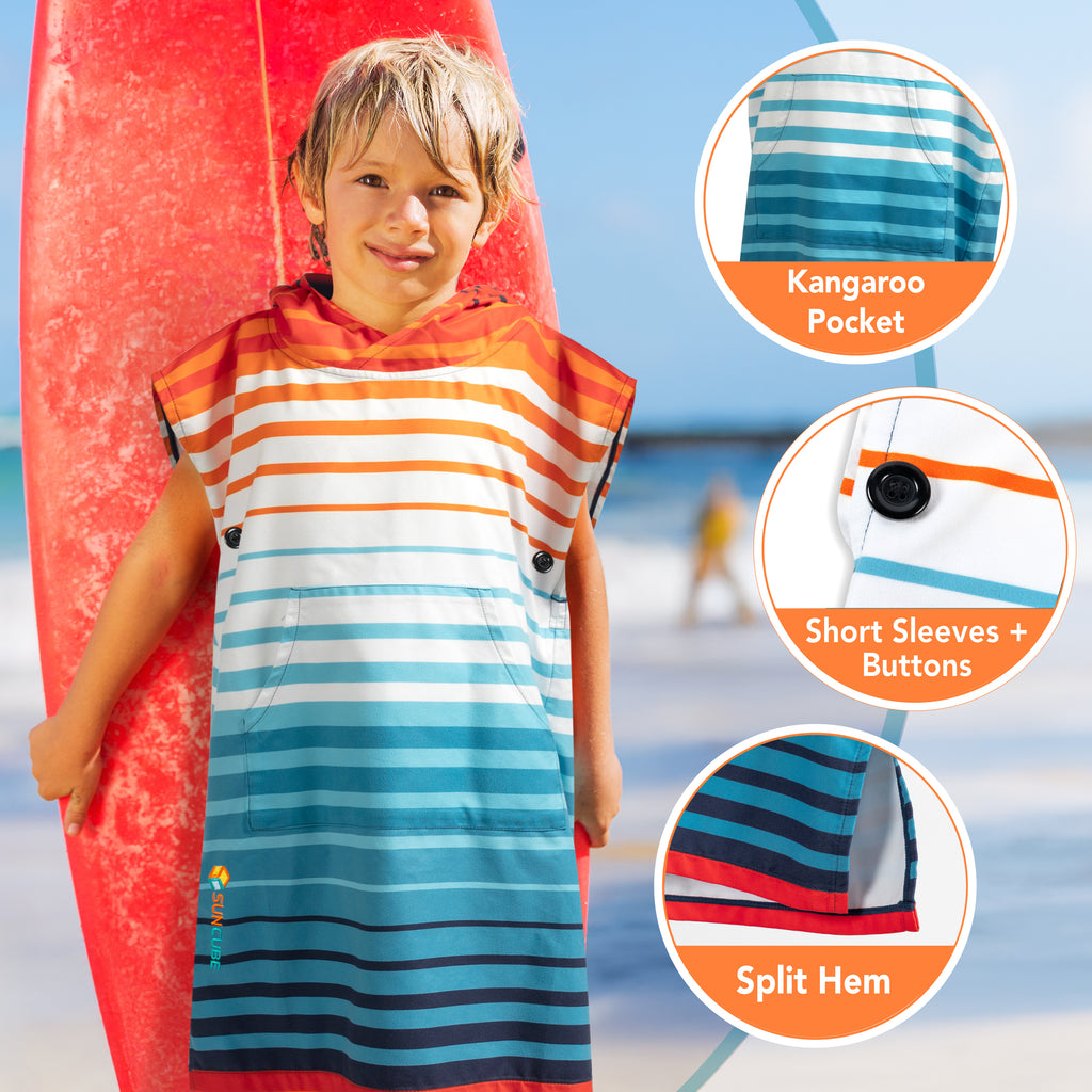 Surf Poncho Changing Robe with Hood, Microfiber - Kids / Teen