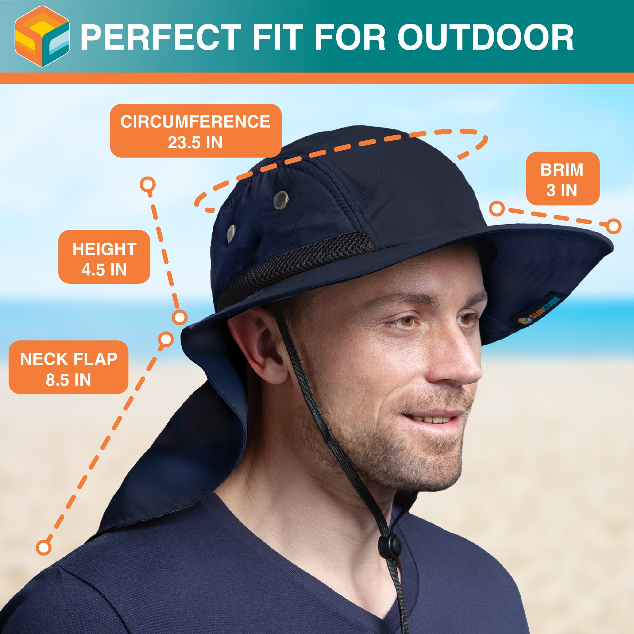 Unisex Sun Hat with Neck Flap Cover