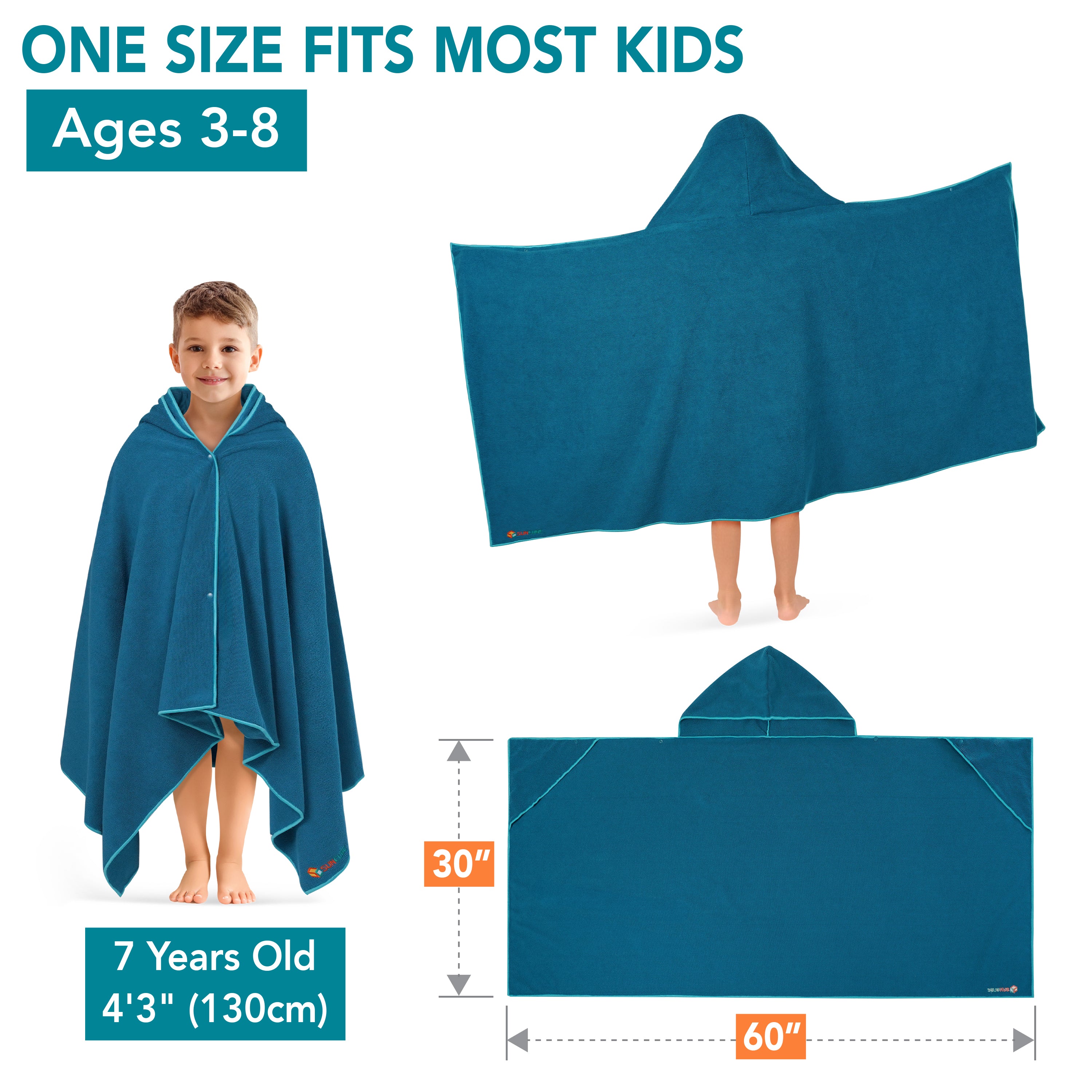 Kids Hooded Poncho Wrap Bath Towel