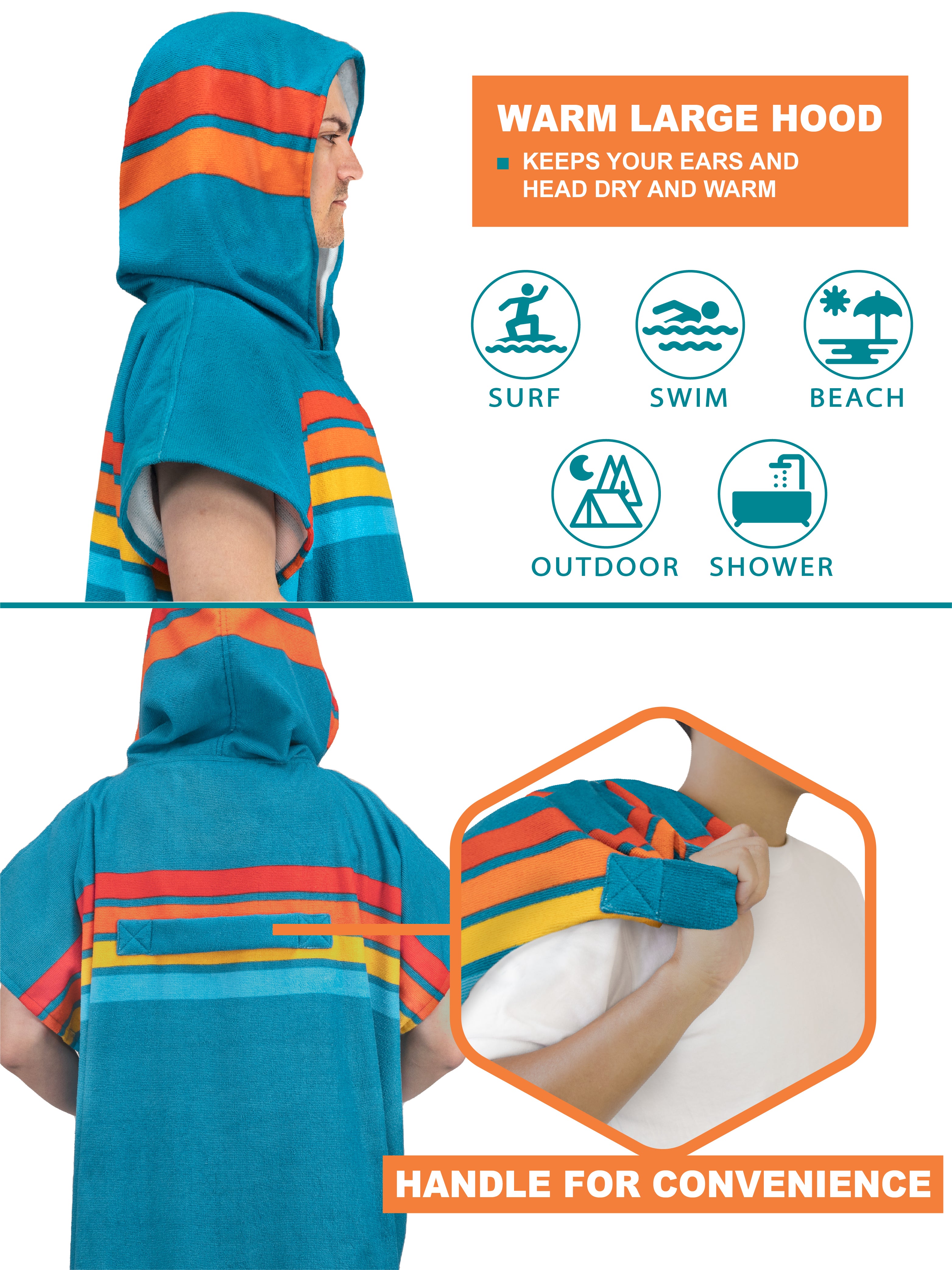 Surf Poncho Changing Robe with Hood - Adults