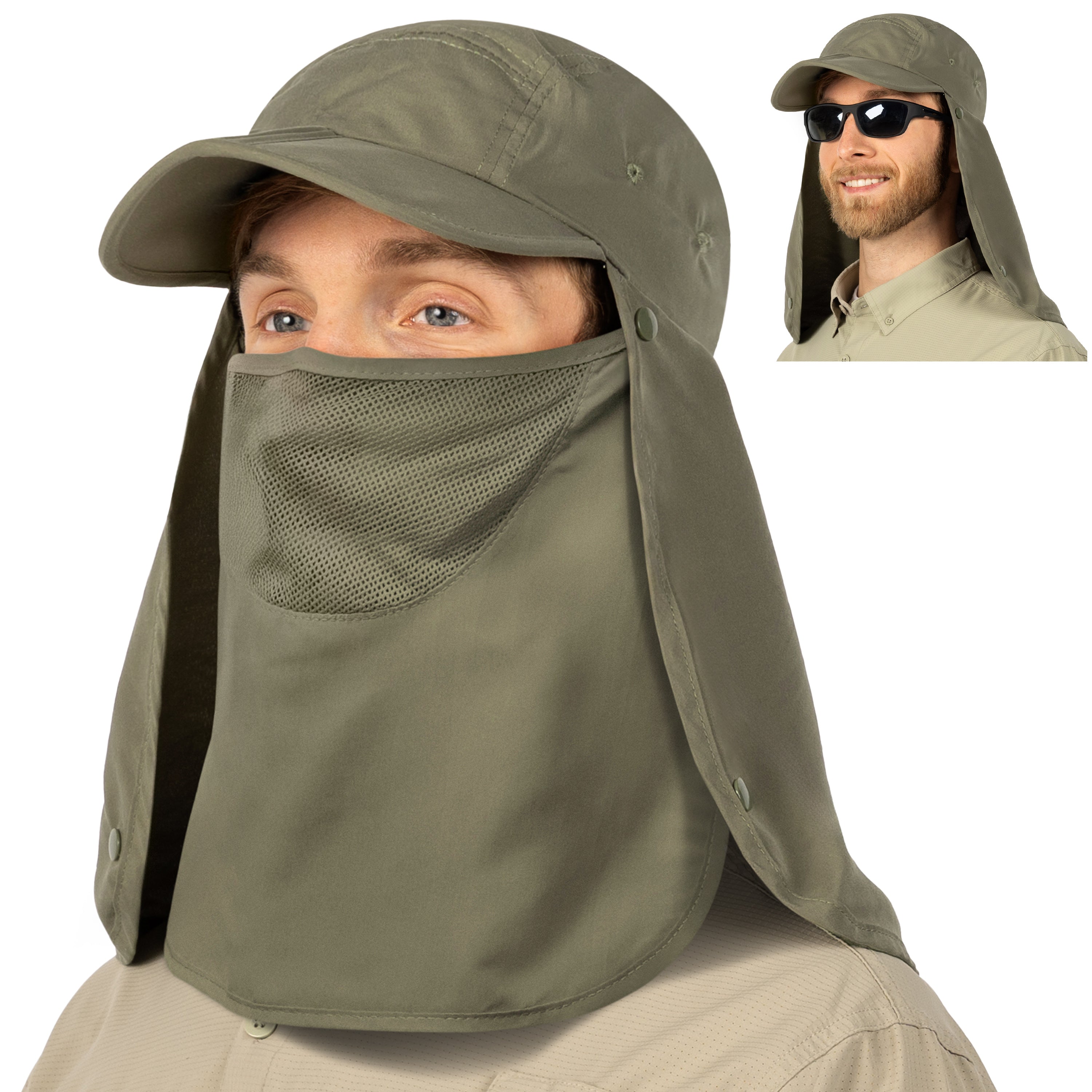 Unisex Sun Cap with Neck Flap and Face Cover