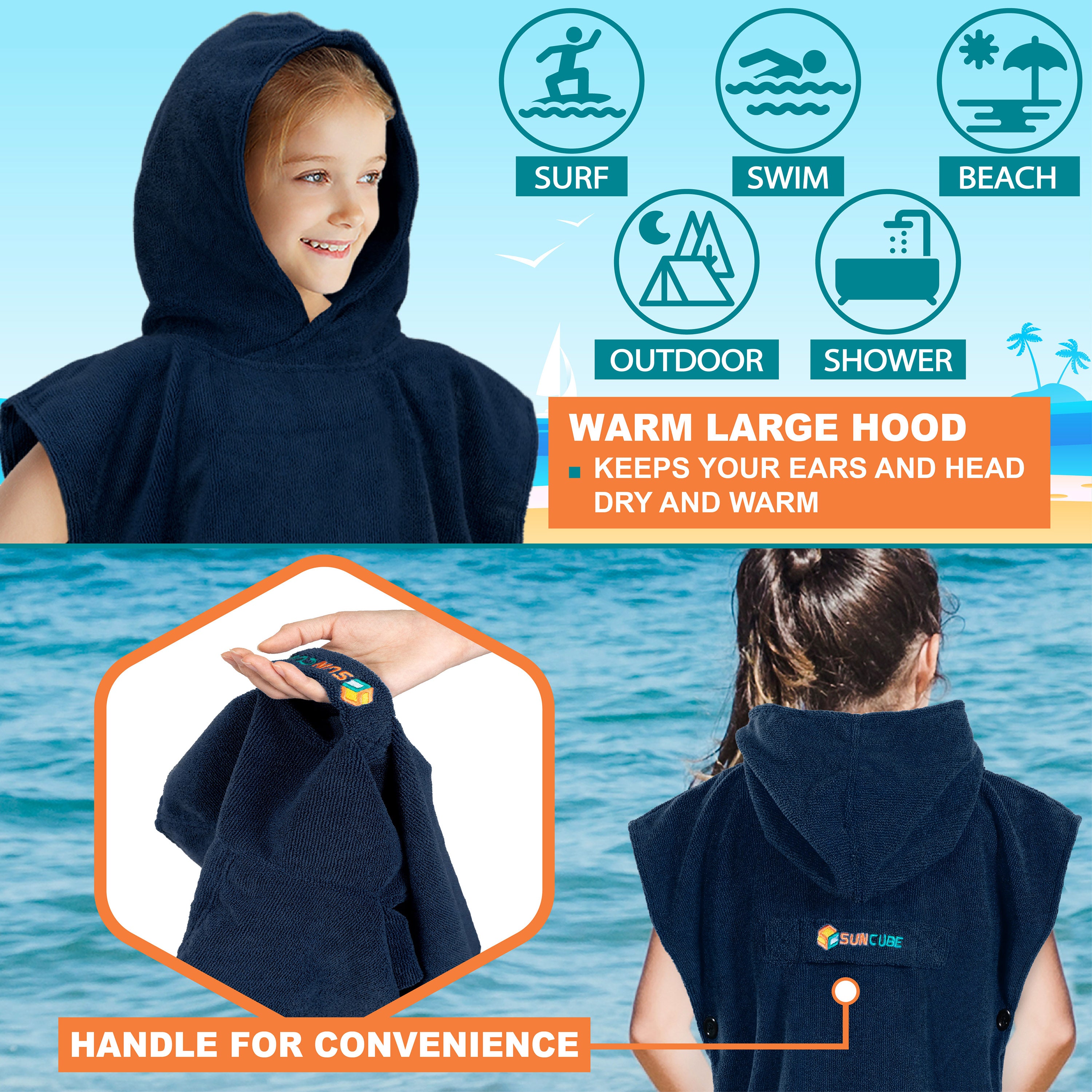 Surf Poncho Changing Robe with Hood - Kids / Teen