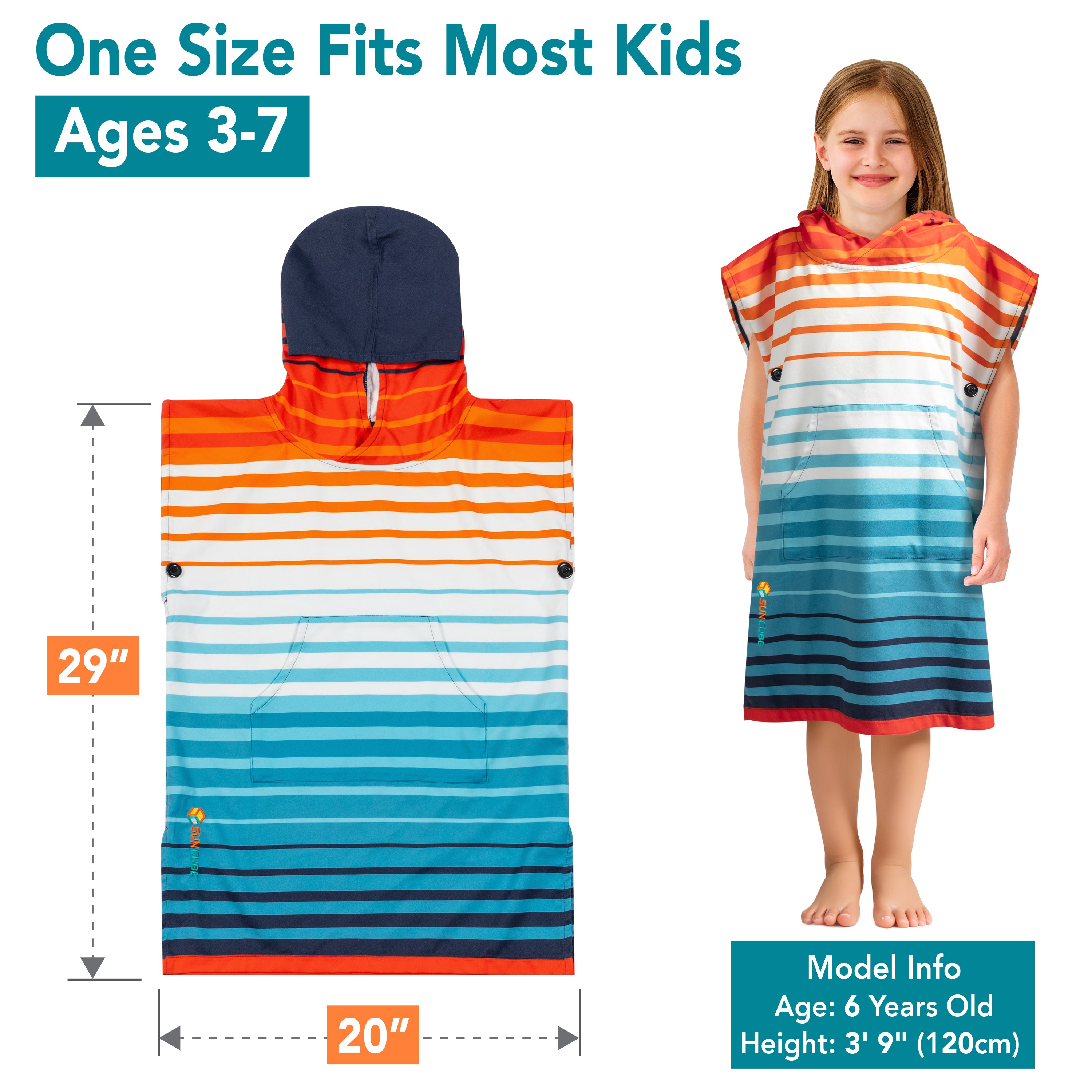 Surf Poncho Changing Robe with Hood, Microfiber - Kids / Teen